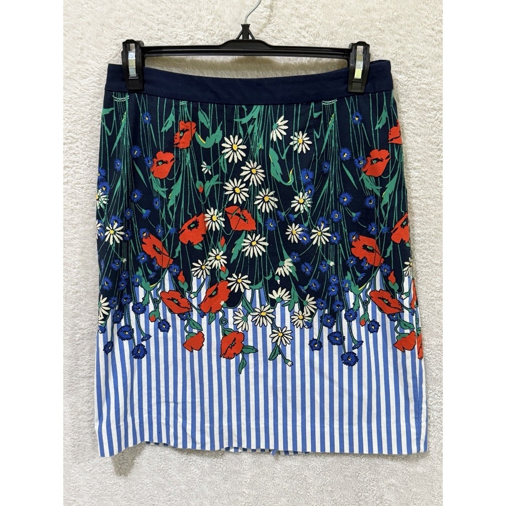Anthropologie Postmark Vertical Gardens Floral Stripe Pencil Skirt Size 2 Career